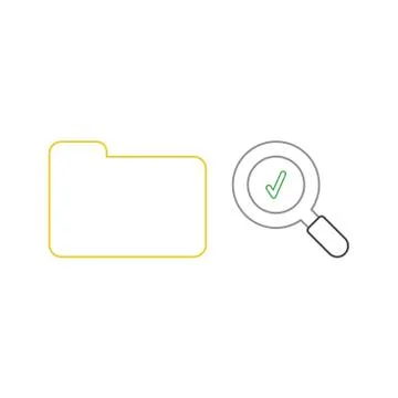 Vector icon concept of closed folder and magnifying glass with check mark. イラスト素材