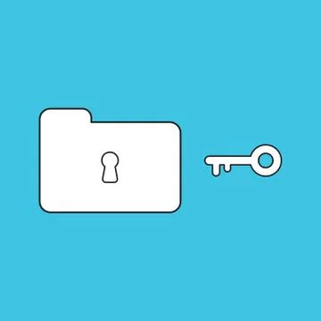 Vector icon concept of closed folder and keyhole with key. Stock Illustration