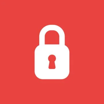 Vector icon concept of closed padlock on red background Illustrazione stock