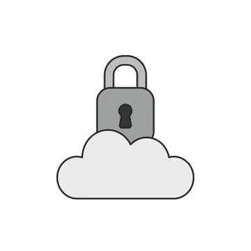Vector icon concept of closed padlock on cloud. Stockillustratie