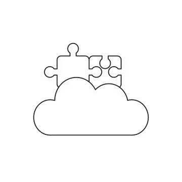 Vector icon concept of connected jigsaw puzzle pieces on cloud. Illustrazione stock