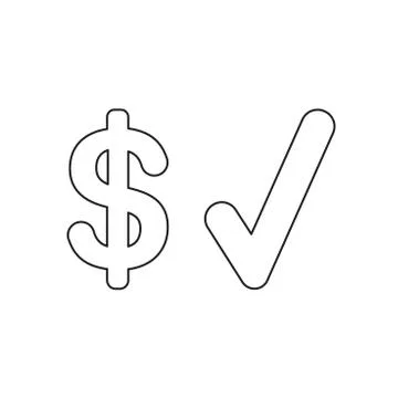 Vector icon concept of dollar with check mark. Stock Illustration