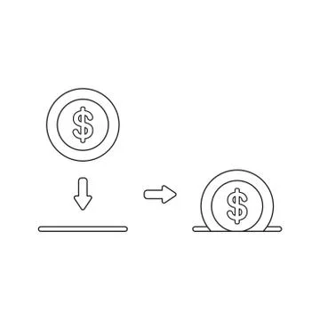 Vector icon concept of dollar coin inside moneybox hole. Stock Illustration