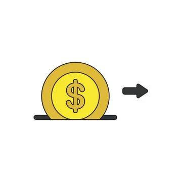 Vector icon concept of dollar money coin into moneybox hole. Stock Illustration