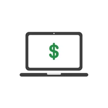 Vector icon concept of dollar symbol inside laptop computer Stock-Illustration