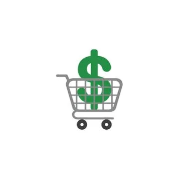 Vector icon concept of dollar symbol inside shopping cart Illustrazione stock