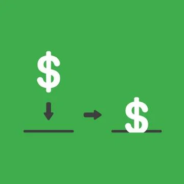 Vector icon concept of dollar symbol into moneybox hole on green background Stock Illustration
