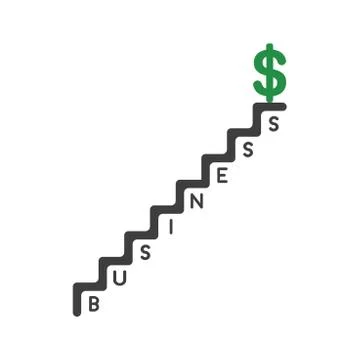 Vector icon concept of dollar symbol on top of business stairs Illustrazione stock