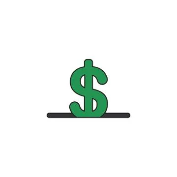 Vector icon concept of dollar symbol into black moneybox hole. Stock Illustration