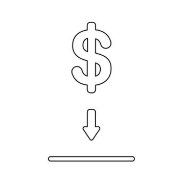 Vector icon concept of dollar symbol into black moneybox hole. Black outline. Illustrazione stock