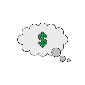 Vector icon concept of dollar symbol inside thought bubble. Stock Illustration