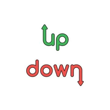 Vector icon concept of up, down words with arrows, moving up and down. Stock Illustration