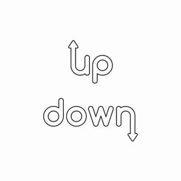 Vector icon concept of up, down words with arrows, moving up and down. Stock Illustration