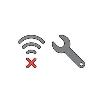 Vector icon concept of fix wifi connection problem and spanner. Illustrazione stock