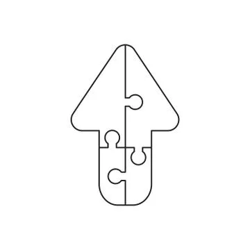 Vector icon concept of four connected arrow jigsaw puzzle pieces up. Stock Illustration