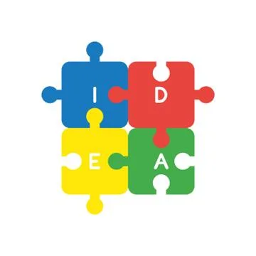 Vector icon concept of four idea jigsaw puzzle pieces connected Stock Illustration