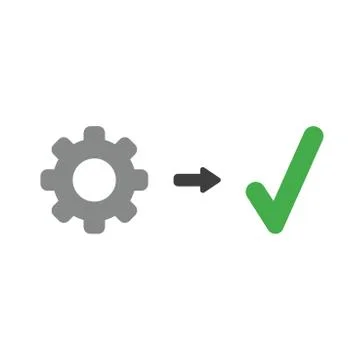 Vector icon concept of gear with check mark 스톡 일러스트