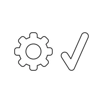 Vector icon concept of gear with check mark. 스톡 일러스트