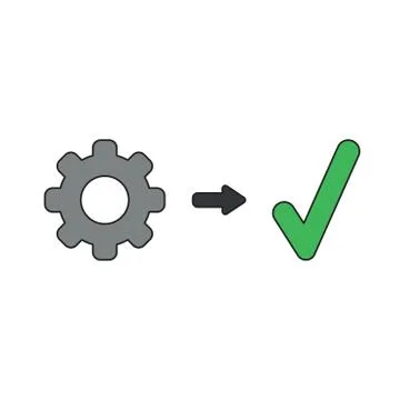 Vector icon concept of gear with check mark. Illustrazione stock