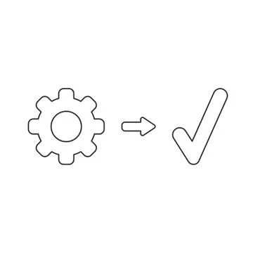 Vector icon concept of gear with check mark. Stockillustratie