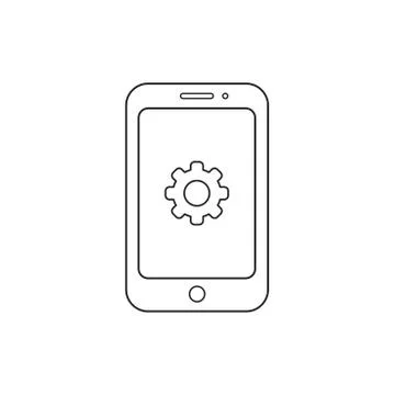 Vector icon concept of gear inside smartphone. Stock Illustration