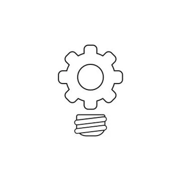 Vector icon concept of gear light bulb. Black outline. Stock Illustration