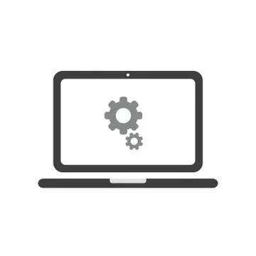 Vector icon concept of gears inside laptop computer イラスト素材