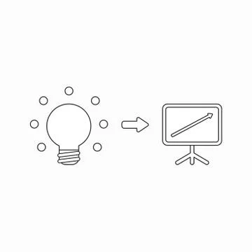 Vector icon concept of glowing light bulb with sales board and arrow moving u Stock Illustration