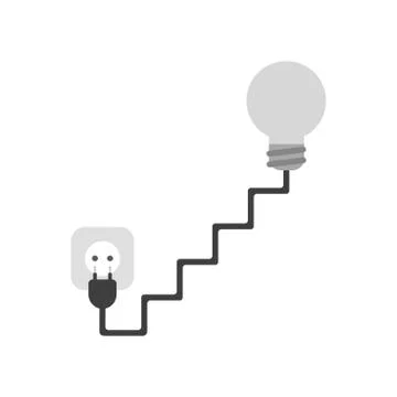 Vector icon concept of grey light bulb with stairs cable, plug and outlet イラスト素材