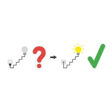 Vector icon concept of grey light bulb with stairs cable and plugged into out Stock Illustration