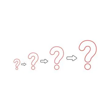 Vector icon concept of growing problems with question marks. Illustrazione stock