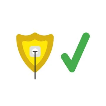 Vector icon concept of guard shield with plug plugged into outlet with check  Stock Illustration