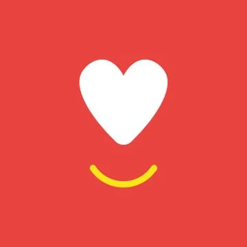 Vector icon concept of heart with smiling mouth on red background Stock-Illustration