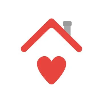 Vector icon concept of heart under house roof Stock Illustration