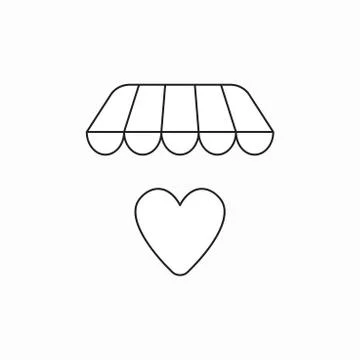 Vector icon concept of heart under store awning. Illustrazione stock