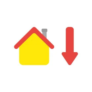 Vector icon concept of house with arrow moving down 库存插图