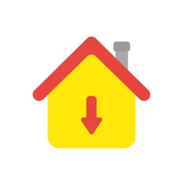 Vector icon concept of house with arrow moving down Stock Illustration