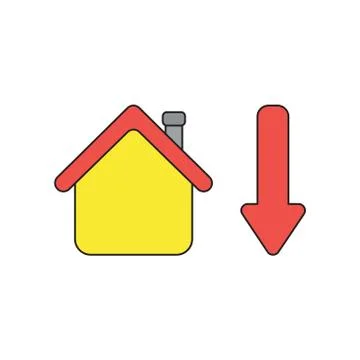 Vector icon concept of house with arrow down. 库存插图