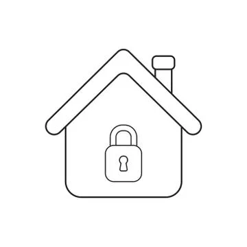 Vector icon concept of house with padlock closed. Stock Illustration