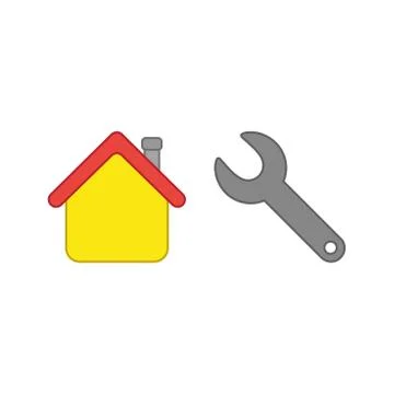 Vector icon concept of house with spanner. Stock Illustration