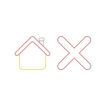 Vector icon concept of house with x mark. Illustrazione stock