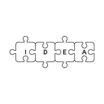 Vector icon concept of idea jigsaw puzzle pieces connected. Illustrazione stock