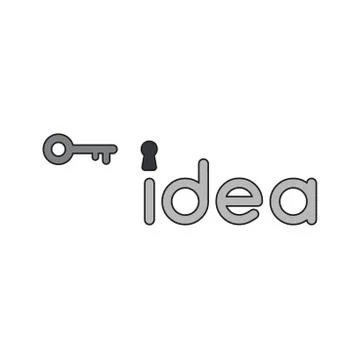 Vector icon concept of idea word with keyhole and key. Stock Illustration