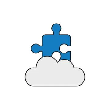 Vector icon concept of jigsaw puzzle piece on cloud. 스톡 일러스트