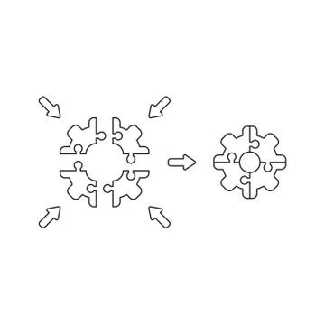 Vector icon concept of jigsaw puzzle pieces shaped gear connected. Stockillustratie