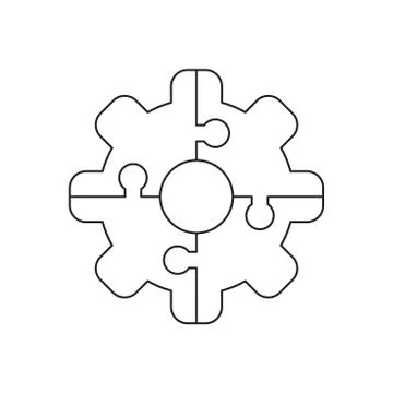 Vector icon concept of jigsaw puzzle pieces gear connected. Stock Illustration