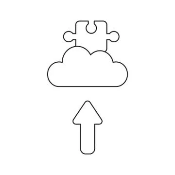 Vector icon concept of jigsaw puzzle piece on cloud with arrow moving up. Stockillustratie