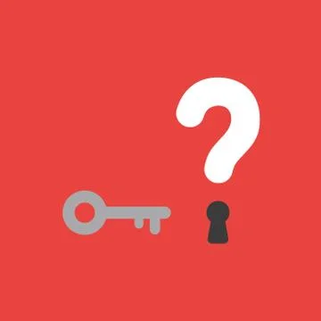 Vector icon concept of key and question mark with keyhole on red background Stock-Illustration