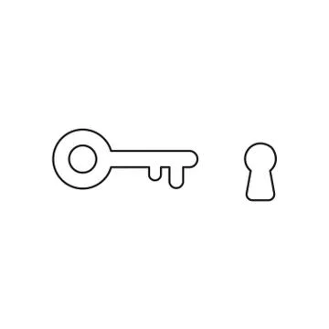 Vector icon concept of key and keyhole. Black outlines. Stock Illustration