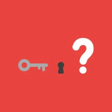 Vector icon concept of key with keyhole and question mark on red background 스톡 일러스트
